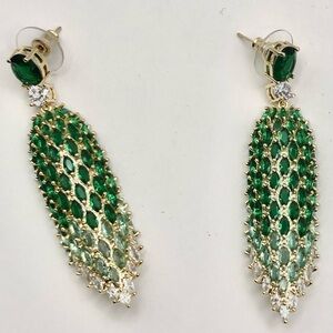 Elegant Green and Gold Drop Earrings